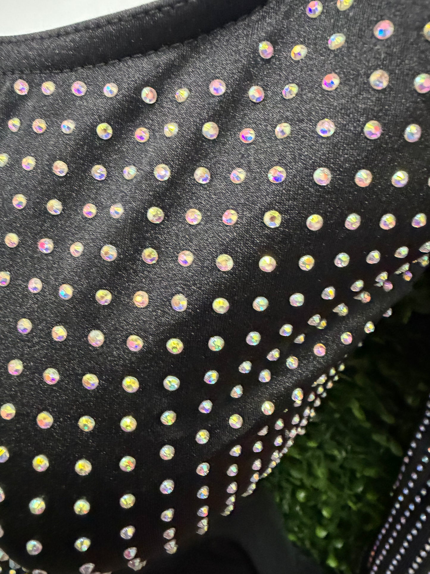 Child Medium Black Rhinestone Leotard with  Skirt