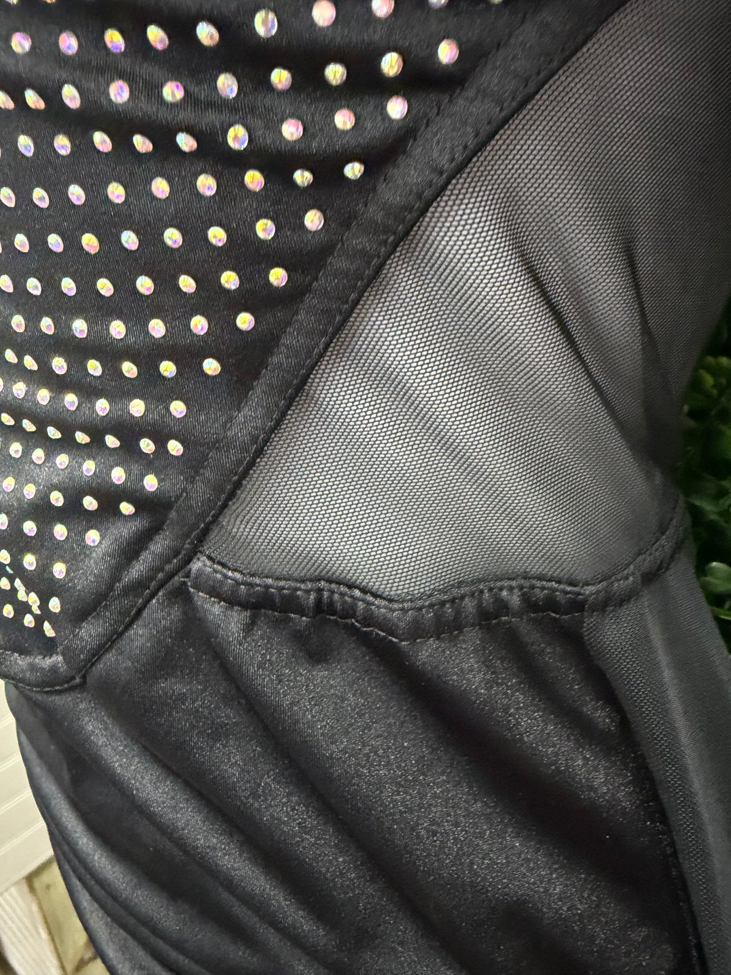Child Medium Black Rhinestone Leotard with  Skirt