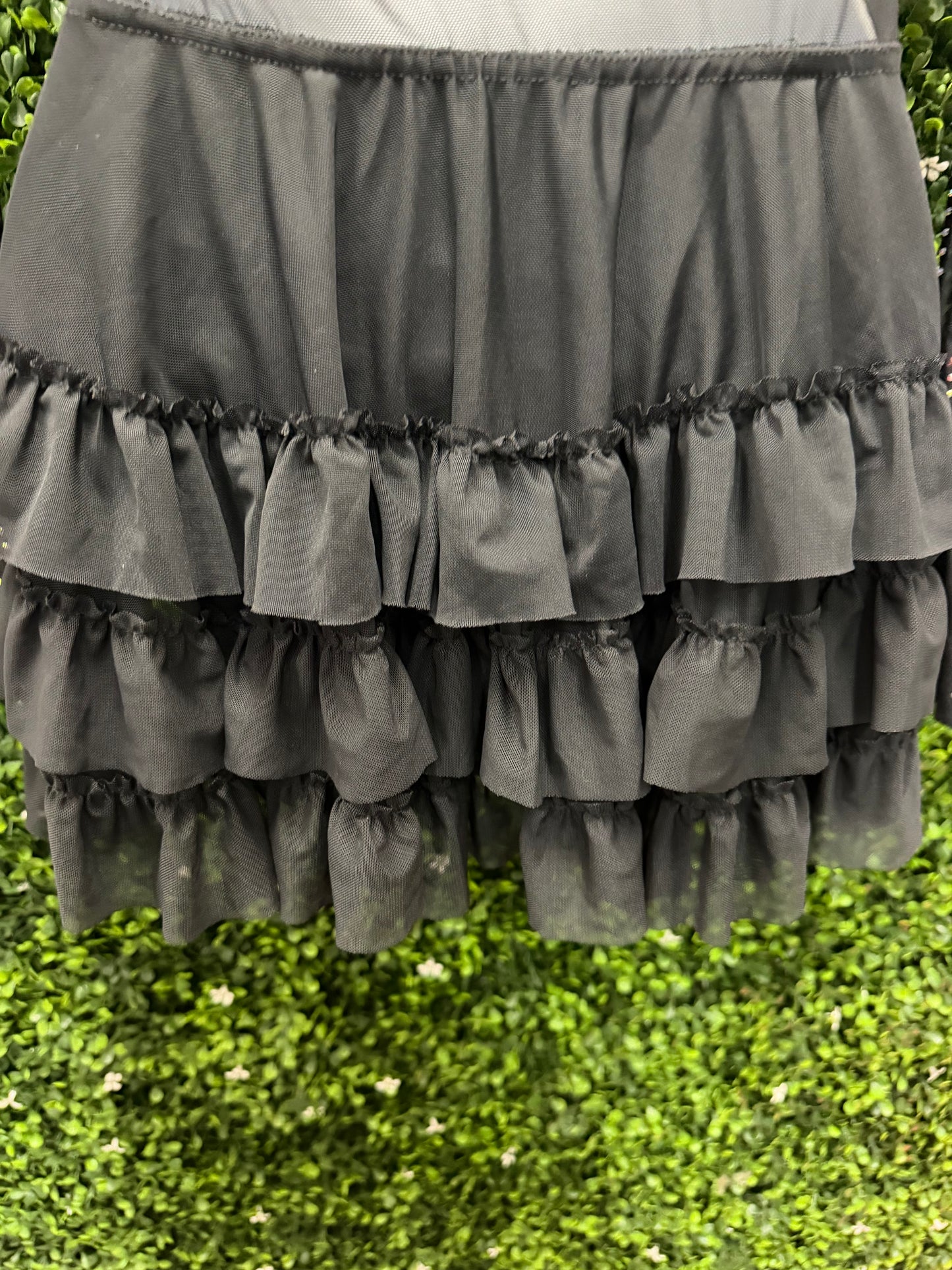 Child Medium Black Rhinestone Leotard with  Skirt