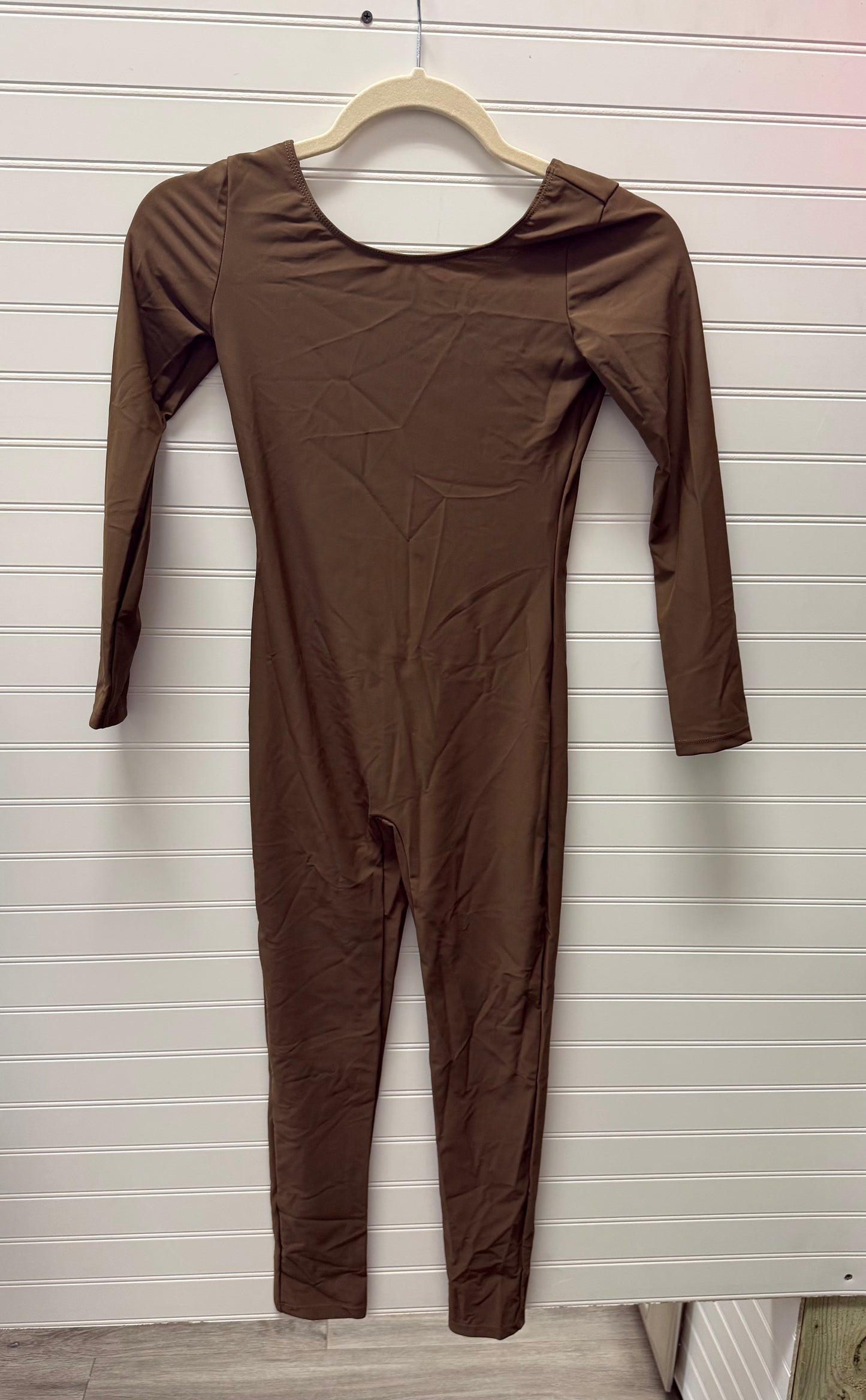 Child X-Large Brown Long-Sleeve Dance Costume Unitard