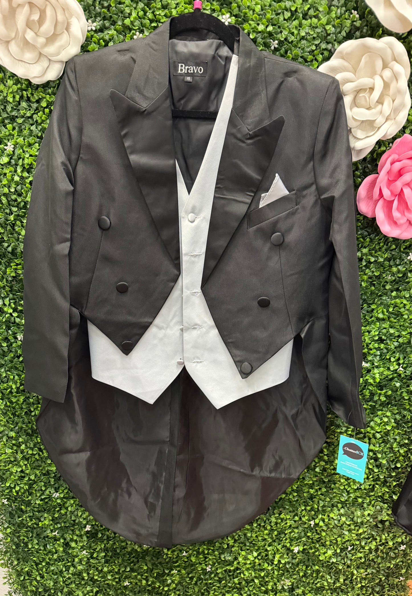Adult X-Small 4 Piece Black and Silver Suit