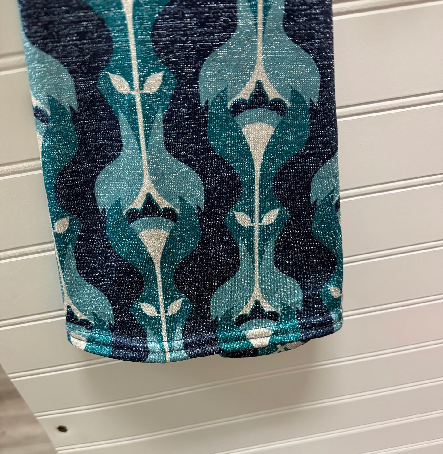 Adult Medium Teal and Navy Patterned Dance Crop Top